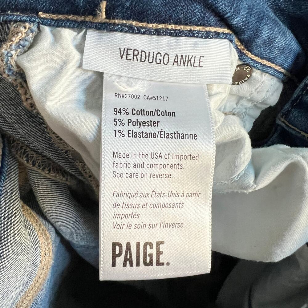 Paige Verdugo Ankle Skinny Jeans Women's 29 Mir Rise Side Stripe Stretch Denim - Picture 6 of 7